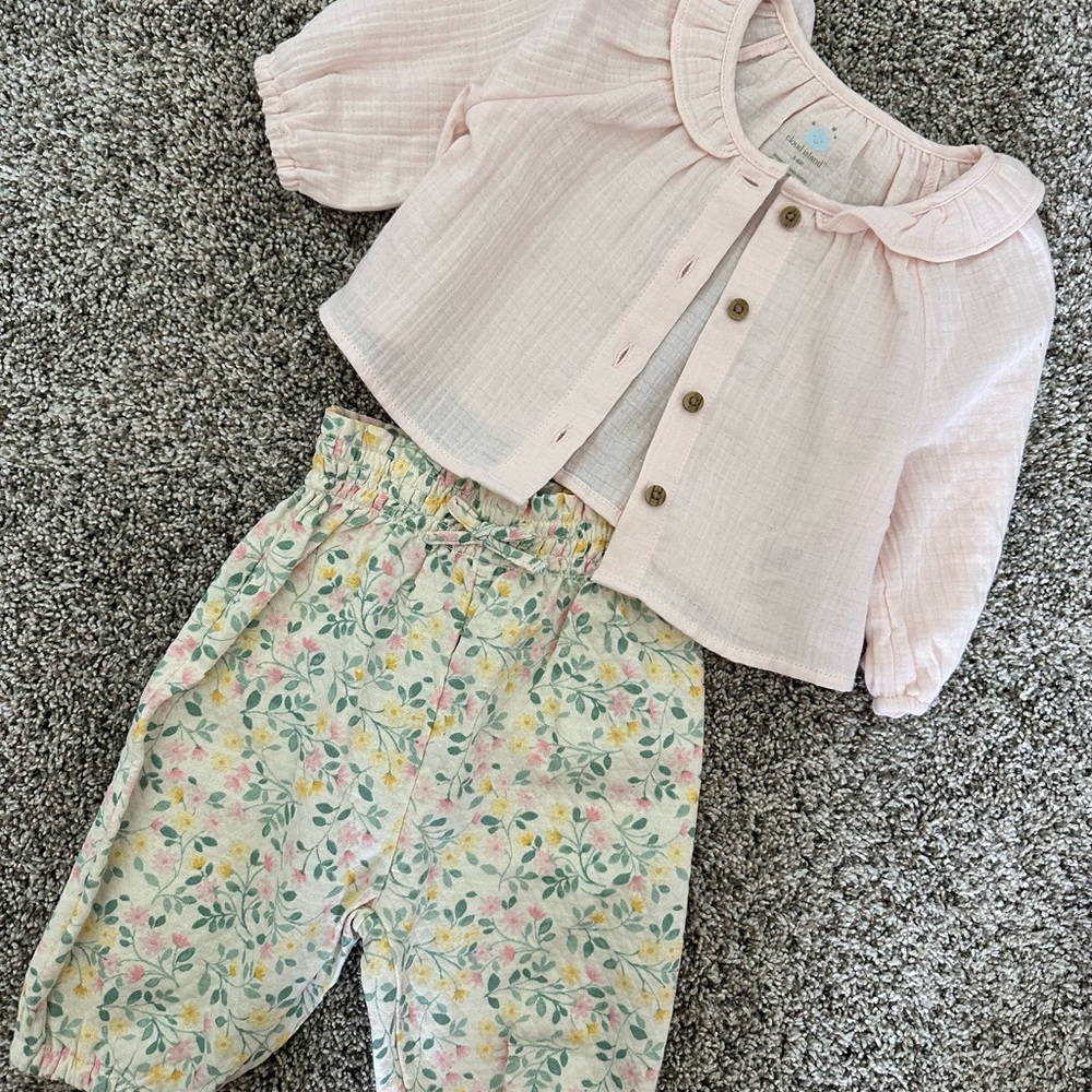 Cloud Island Kids Matching Set - Pink and Floral